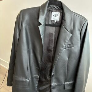 Zara Charcoal Faux Leather Jacket